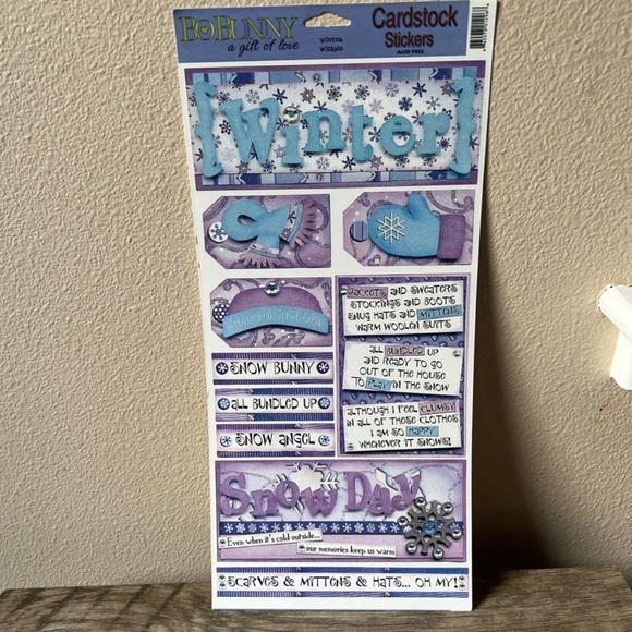 Bobunny New Old Stock Winter Theme Cardstock Sticker Sheet Scrapbooking Crafts - Picture 1 of 6